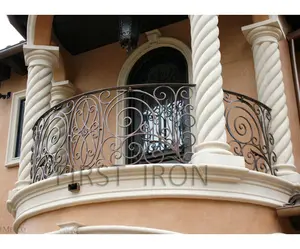 Runde balkon geländer in schmiedeeisen, verzinkt außen veranda geländer, eisen deck geländer