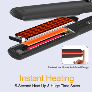 Plancha de pelo de hierro plana portátil profesional, placas de titanio, Control de temperatura de calentamiento rápido, eléctrica para uso en salón de viaje - Product Image 5