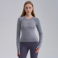 Maßgeschneidertes Damen Yoga-Oberteil Ultraleicht Atmungsaktiv Wasserabweisend 4-Wege-Stretch Nahtlos Superweich Sportshirt Rundhals Vollständig