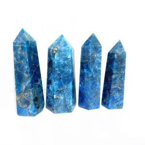 Vendita all'ingrosso apatite guarigione cristalli-Commercio all'ingrosso della pietra preziosa folk artigianato cristalli guarigione pietre blu apatite punto di cristallo torre bacchetta