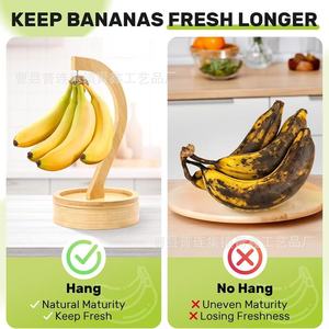 Wooden Banana <b>Shelf</b> Round Standing Type Space Saving Fruit Display Rack For Home <b>Desktop</b> Use - Product Image 5