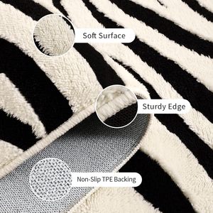 YIHOUSE Tappeto in Poliestere da 46 Piedi, Moderno e Lavabile, con Motivo a Strisce Astratte, Nero/Crema/Bianco, per Soggiorno e Sala da Pranzo, Misura Media - Product Image 5
