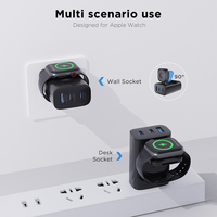Cargador Inalámbrico Magnético 3 en 1 para Reloj, Portátil, de Escritorio, para el Hogar, Entrada UK 1A, Tipo-C, Carga Rápida QC/PD, Certificado CE, Salida de 3W