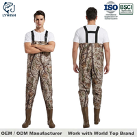 Cuissardes de pêche à la mouche et de chasse au canard unisexe en nylon imperméable enduit de PVC, motif camouflage, avec bottes intégrées et coutures thermosoudées