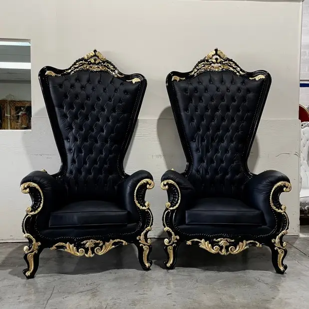 Banchetto di lusso all'ingrosso di alta qualità royal High back per la sposa e lo sposo ha usato la sedia del trono di nozze del re