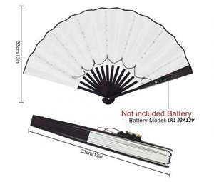 Ventilador de Mano LED de Seis Colores 5V al por Mayor para Hombre, de Tela de Seda Negra y Bambú Negro con LED para Danza y Fotografía - Product Image 3