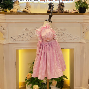 Vacanze di supporto floreale senza maniche Smocked per bambini per bambine 2-12y bambini bambini Baby strisce bianche gonna abiti Vintage - Product Image 3