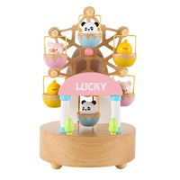Boîte à musique artisanale en bois de hêtre, train rotatif, carrousel, château, à remonter, cadeau de Noël ou d'anniversaire pour enfants