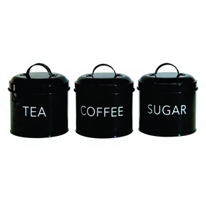 Stainless Steel Belly Canister Classic Style Round Shape Metal <b>Kitchen</b> Canister Coffee Sugar Tea <b>Storage</b> <b>Jars</b> 3 Pes - Product Image 1