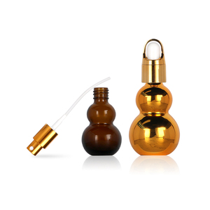 Lustrous-Plated 10ml 100ml Amber <b>Glass</b> Gourd Bottle + Embossing for Patchouli Body Moisturizer - Product Image 5