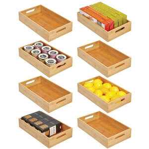 Bamboo <b>Storage</b> <b>Box</b> Rectangle With Partitions Fridge Organizer Food Container <b>Drawer</b> Tray - Product Image 4