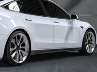 Jupes latérales en fibre de carbone sèche style PK modifiées pour Tesla Model 3, kit carrosserie avec spoiler latéral