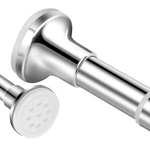 Tringle <span class=keywords><strong>de</strong></span> <span class=keywords><strong>Douche</strong></span> Ronde Ajustable <span class=keywords><strong>en</strong></span> Acier Inoxydable - Tringle à Tension Chromée avec Embouts Antidérapants pour Salle <span class=keywords><strong>de</strong></span> Bain - Product Image 1