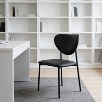 Chaise de salle à manger moderne minimaliste en fer rembourrée avec coussin en cuir, cadre métallique antirouille, pieds stables, pour la maison, la cuisine, la salle à manger