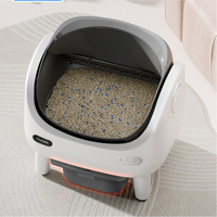Bac à litière intelligent pour chat, style ouvert, écologique, facile à nettoyer, toilette pour animaux de compagnie avec désodorisant, surveillance à distance via téléphone, caméra intégrée pour
