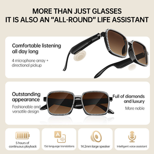 Gafas Inteligentes con Altavoz, Diseño Ergonómico, Ligeras, Cómodas de Usar, Inalámbricas, Sonido Estéreo Nítido, Control por Voz - Product Image 6