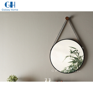 Correa colgante moderna de alta calidad <span class=keywords><strong>para</strong></span> el hogar y la sala de estar, marco negro <span class=keywords><strong>redondo</strong></span>, decoración, <span class=keywords><strong>espejo</strong></span> - Product Image 2
