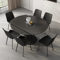 Ensemble table et chaises de restaurant nordique de luxe avec plateau en dalle de roche, écologique, imperméable, structure métallique robuste, table de salle à manger commerciale