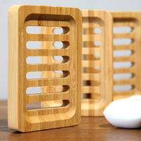 Porte-savon en bois de bambou naturel de gros avec plateau auto-drainant