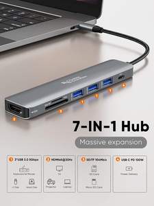 CableCreation 7-en-1 <span class=keywords><strong>USB</strong></span> <span class=keywords><strong>C</strong></span> Hub <span class=keywords><strong>Adaptateur</strong></span> multiport <span class=keywords><strong>vers</strong></span> <span class=keywords><strong>adaptateur</strong></span> <span class=keywords><strong>usb</strong></span> station d'accueil pour ordinateur portable hub <span class=keywords><strong>usb</strong></span>-<span class=keywords><strong>c</strong></span> - Product Image 2