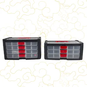 2PC Set Hardware Component Cabinet Tools Storage Organizer Portable Parts Box With Multi-grid Drawers