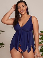 King Young Casual Tallas grandes Cuello en V Loral & Leaf Print Sujetador inalámbrico Cintura alta Bikini Trajes de baño Lady Designer