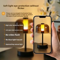 Lampe de table décorative portable minimaliste transfrontalière, LED rechargeable, à commande tactile, design tendance en métal, pour chevet