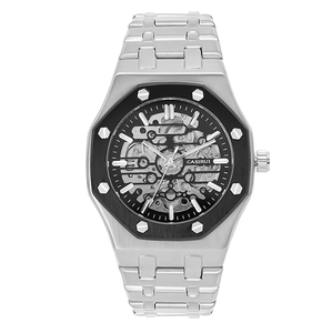 Orologio da <span class=keywords><strong>Uomo</strong></span> Completamente Automatico Analogico in <span class=keywords><strong>Acciaio</strong></span> Inossidabile con Quadrante Scheletrato Larghezza Cinturino 22mm Cassa Rotonda in Lega Riserva di Carica e Funzione Sveglia - Product Image 4