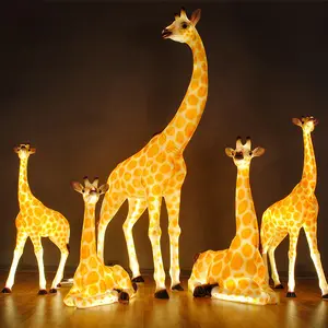 إضاءة Led للحديقة والمزرعة, زينة للحيوانات ، مصباح 3d ، الزرافة ، الألياف الزجاجية ، الراتنج
