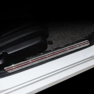 New Universal Car Door Plate Sticker Black Protector Sill Cover Anti Scratch Diamond Car Accessories car stickers side stripes