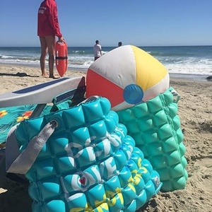 Inflatable <b>Beach</b> Tote <b>Bag</b> for Women 16x14x4 Inch Reversible PVC Bubble <b>Bags</b> Nylon Strap Waterproof Large Travel <b>Bag</b> - Product Image 6