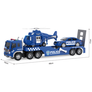 Ensemble de jouets pour enfants : hélicoptère, voitures de <span class=keywords><strong>police</strong></span>, camion et remorque avec voitures à friction - Product Image 5