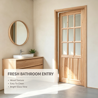 Solid Fir Timber Glass Door for Dining Room and Hallway Interior Space Decoration Design