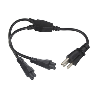 Cable divisor de 3 clavijas estándar estadounidense NEMA515P, enchufe macho, cable de alimentación en <span class=keywords><strong>Y</strong></span> para portátil con doble IEC C5, negro - Product Image 1