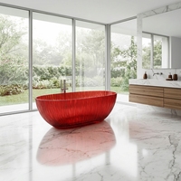 Baignoire autoportante de luxe en acrylique, style italien moderne et léger, avec drain écologique, personnalisable pour hôtels/villas
