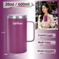 Mug à café isotherme en acier inoxydable 304 de 600 ml, double paroi sous vide, gobelet de voyage incassable pour le camping, le bureau et les activités de plein air