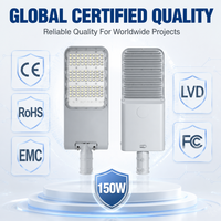 Lampe de rue LED extérieure commerciale 150W IP66 en aluminium pour parking, cour d'usine et routes côtières