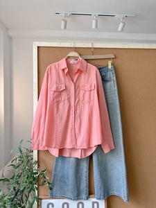 L597 <b>Women's</b> Oversized Linen Shirt with Two Stylish Patch Pockets <b>Long</b> Sleeve Turn Down Collar Patch Pocket Casual <b>Blouse</b> - Product Image 2