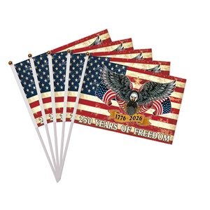Drapeau américain vintage avec aigle, bannière de 14x21 cm, 250 ans de liberté, 1776-2026, mini-guirlande portative pour rassemblement patriotique - Product Image 1