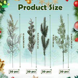 80 في عيد الميلاد صنوبر صناعي 4 أنماط فروع أوراق ثلجية إبرة بلاستيكية خضراء اختيار الخضرة DIY المنزل - Product Image 2