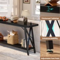 Table basse moderne extra longue en bois, table de canapé, station de charge, étagère de rangement, entrée, salon, hauteur réglable