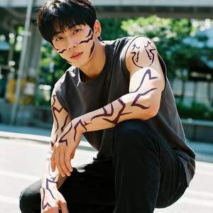 Rumi Kpop Boy Group tatuajes temporales púrpura conjunto de cuerpo completo Rumi patrones tatuajes pegatinas Waterpro para fiesta de Cosplay de Halloween - Product Image 3