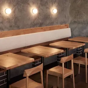 Lebih desain mewah populer Modern furnitur komersial atas kayu dengan kaki logam dapur kayu restoran meja makan
