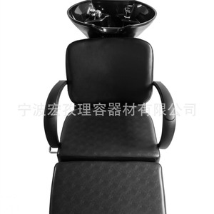 Sitting Shampoo Chair HZ9051 Metal <b>Frame</b> PU Leather Semi Reclining <b>Black</b> Commercial Use - Product Image 5