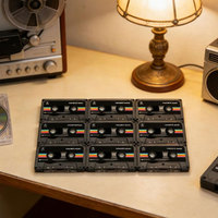 Aimant de réfrigérateur rétro en forme de cassette audio avec 128 Mo de stockage et 9 mini-cassettes décoratives