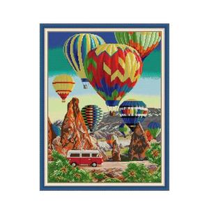 Patrón de Punto de Cruz DIY de Globos Aerostáticos y Camper Rojo Retro Estilo Aida, 16/14/11CT, <span class=keywords><strong>para</strong></span> Principiantes, Lienzo <span class=keywords><strong>para</strong></span> Punto de Cruz - Product Image 2