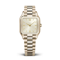 Montre analogique pour femme élégante et professionnelle, cadran rectangulaire vert, résistante à l'eau, en acier inoxydable doré, vintage, marque personnalisée