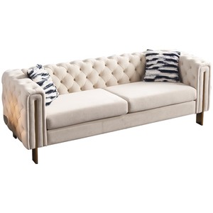 Canapé Chesterfield en velours capitonné avec éponge haute résilience pour petit espace, appartement, salon, maison moderne - Product Image 1