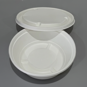 ภาชนะบรรจุแบบมีฝาปิดทรงกลมเป็นมิตรกับสิ่งแวดล้อมภาชนะใยอ้อยสำหรับอาหารร้อนและเย็นทนทานต่อการรั่วซึม - Product Image 1