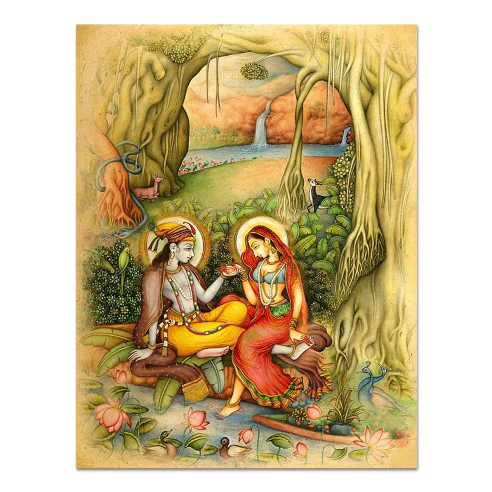 Pintura al óleo sobre lienzo de calidad de museo radha krishna